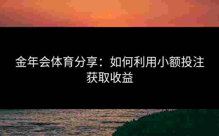 金年会体育分享：如何利用小额投注获取收益